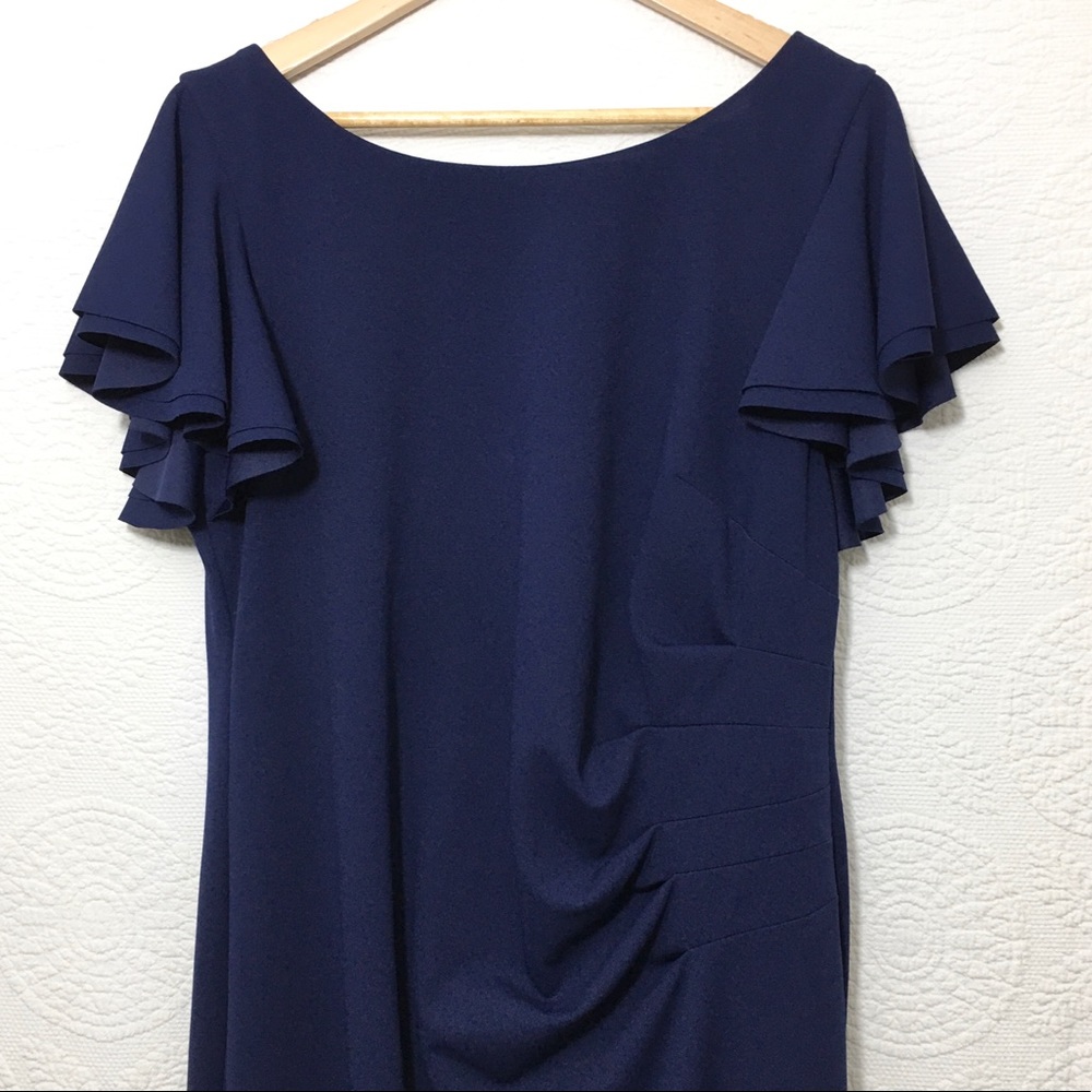 Betsy & Adam Flutter-Sleeve Scuba Crepe Gown - Picture 6 of 14